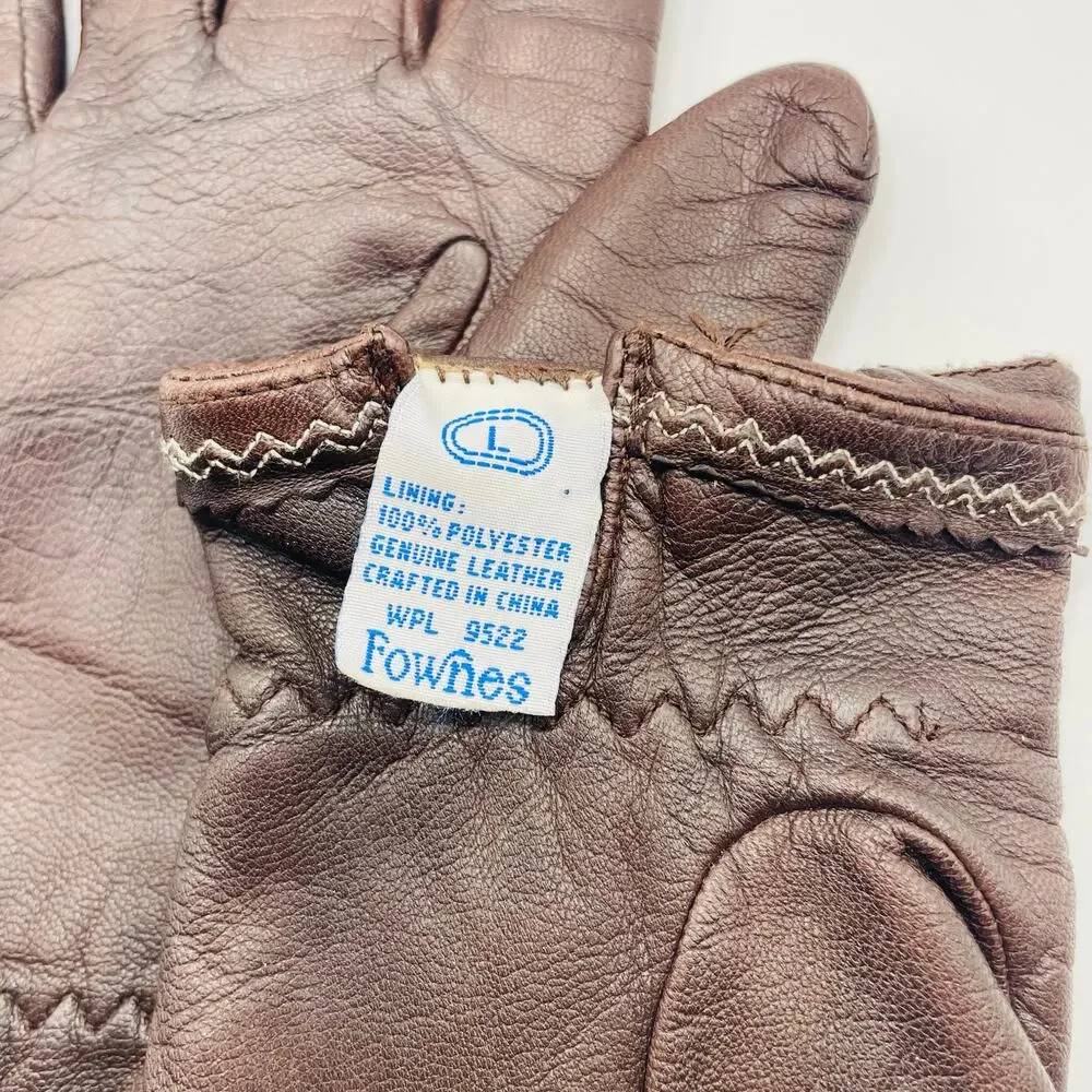 Fownes Womens Brown Leather Gloves Size Large L Lined Winter Driving Vintage